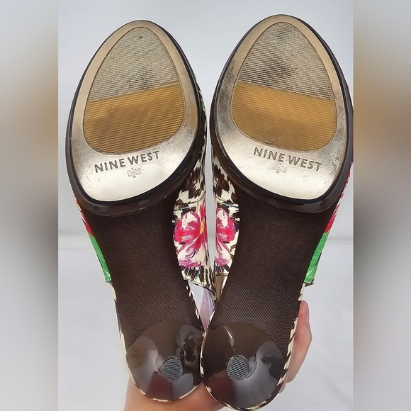 Nine West Sharina Slingback Pump Heels Women's 9.5 M Floral Buckle Adjustable - Picture 9 of 16